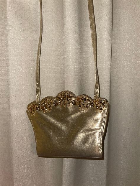 metallic gold evening bag.